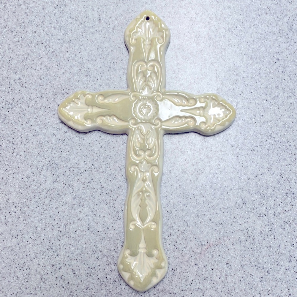 Cross. Porcelain/Ceramic. Celadon Glaze. Signed.